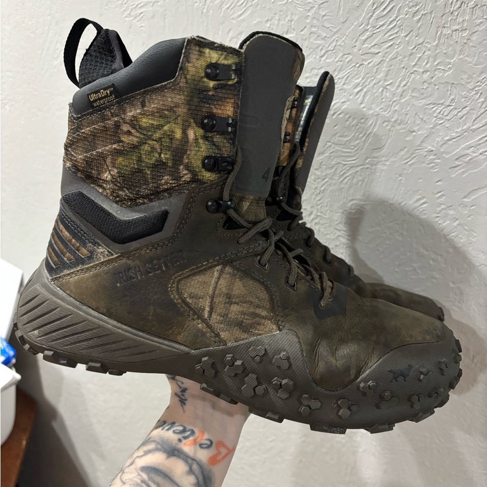Irish Setter Mens Vaprtrek 8” Waterproof Leather Insulated Mossy Oak Camo Sz 9.5